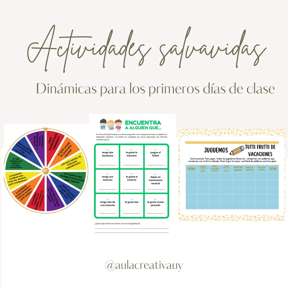 Actividades salvavidas - Inicio de clases