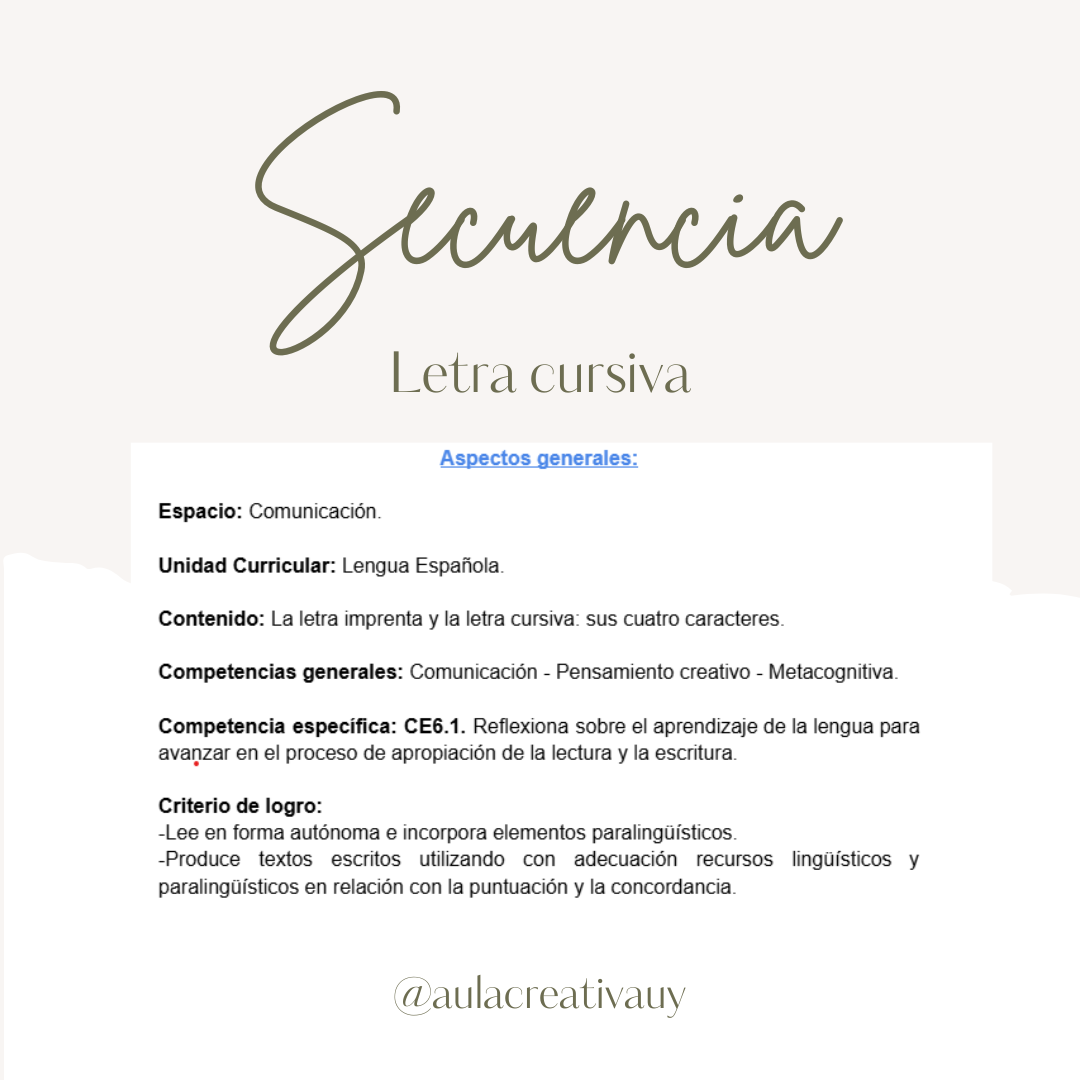 Secuencia - Letra cursiva - Segundo año