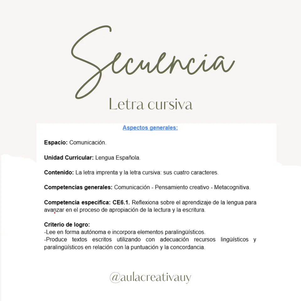 Secuencia - Letra cursiva - Segundo año