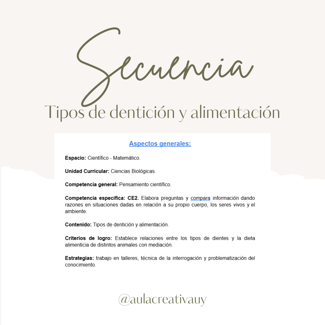 Secuencia - Tipos de dentición y alimentación - Inicial