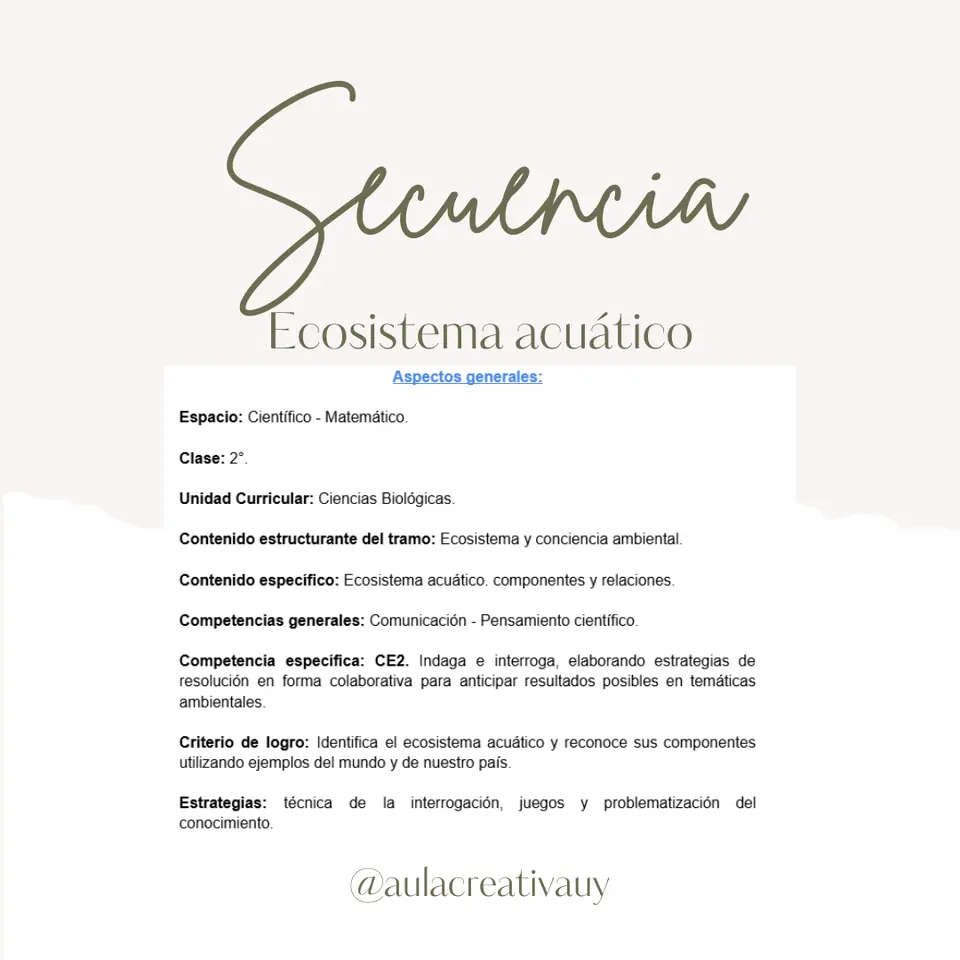Secuencia - Ecosistema Acuático - Segundo año
