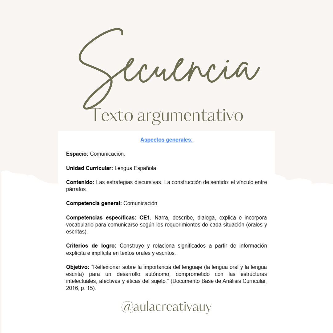 Secuencia - Texto argumentativo - Tercer año