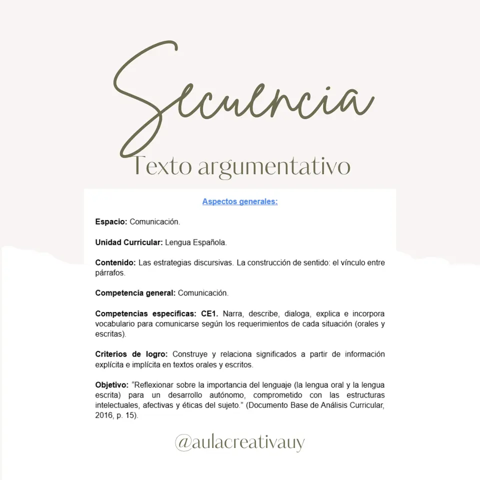 Secuencia - Texto argumentativo - Tercer año