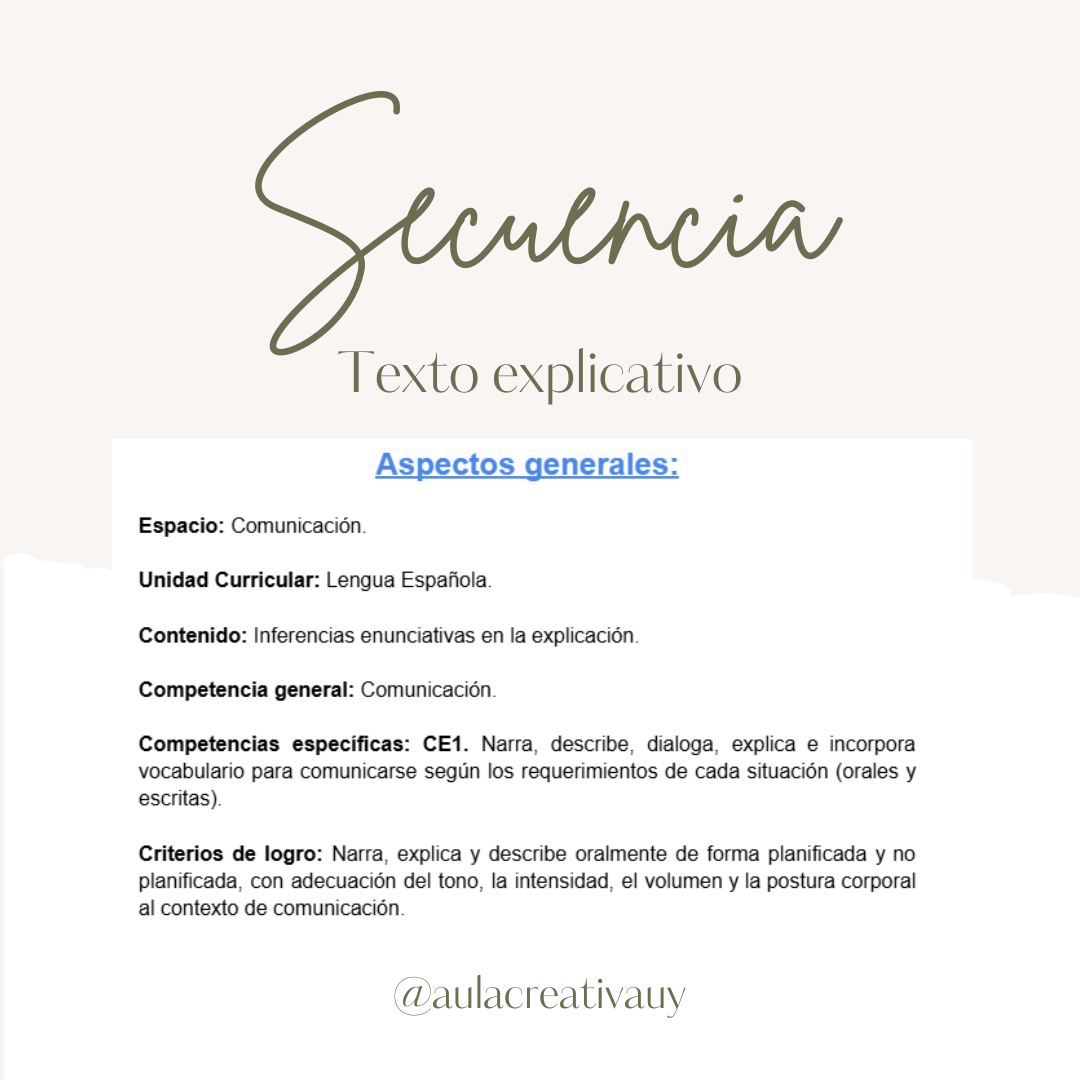 Secuencia - Texto explicativo - Cuarto año