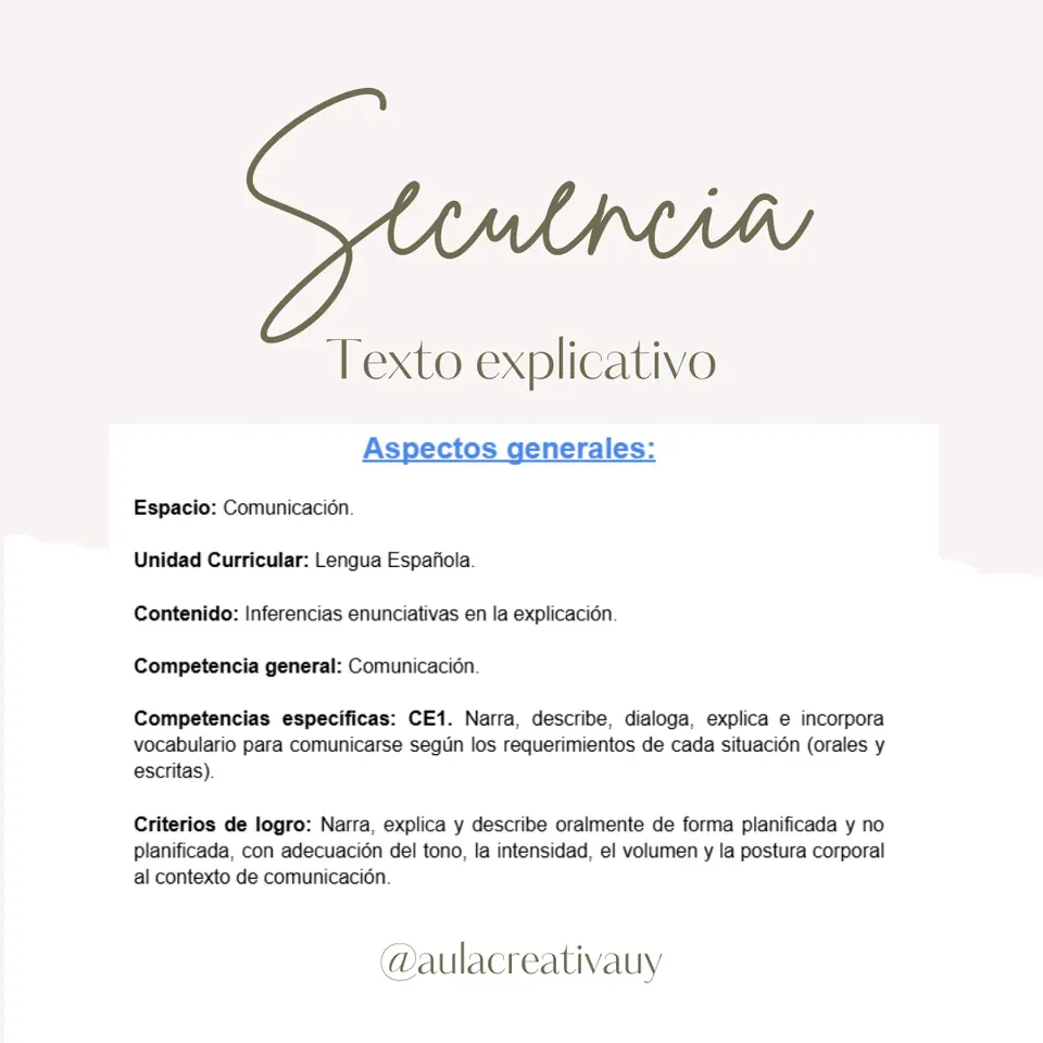 Secuencia - Texto explicativo - Cuarto año