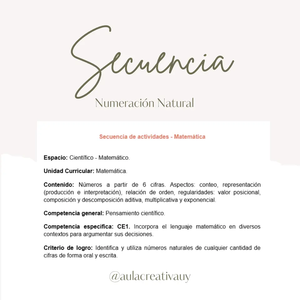 Secuencia - Numeración Natural - Sexto año