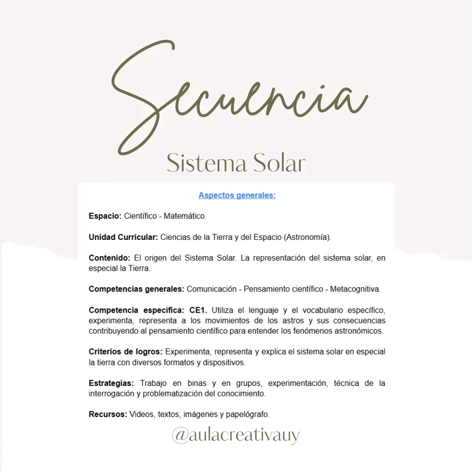 Secuencia - Sistema Solar - Cuarto año
