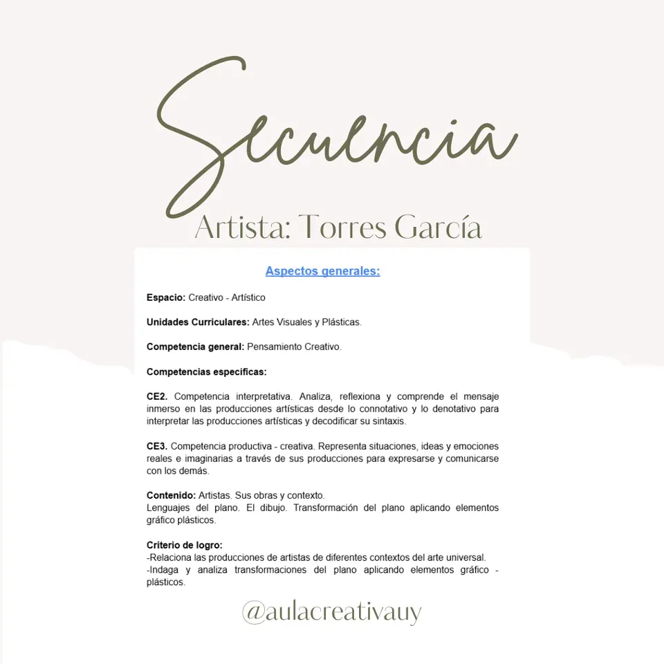 Secuencia - Artista: Joaquín Torres García - Segundo, tercero y cuarto año
