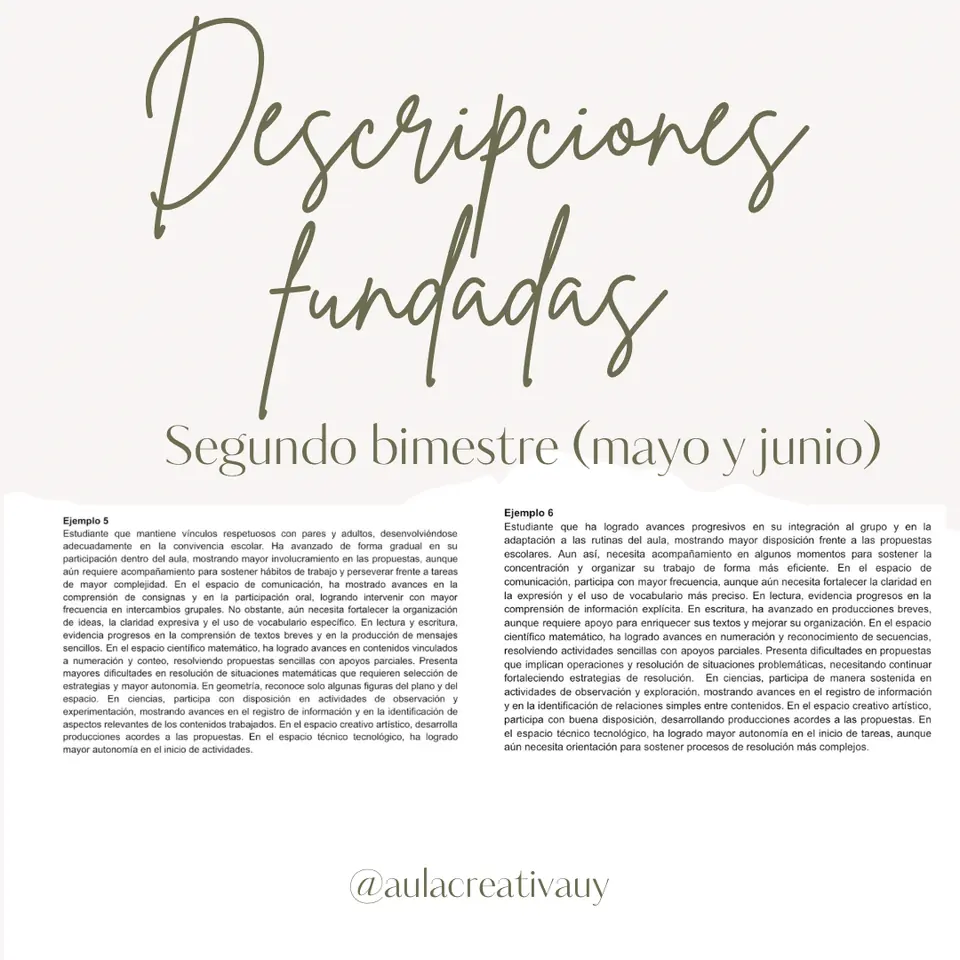 Descripciones fundadas - Segundo bimestre (mayo y junio)