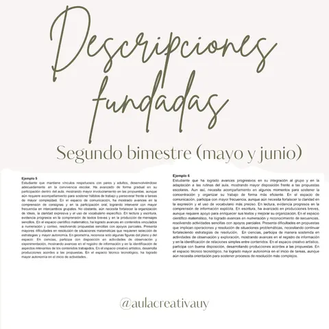 Descripciones fundadas - Segundo bimestre (mayo y junio)