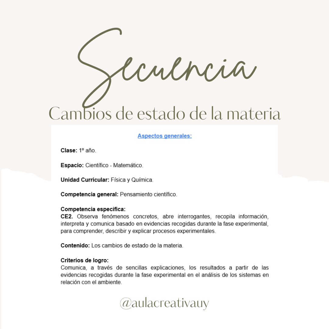 Secuencia - Cambios de estado de la materia - Primer año
