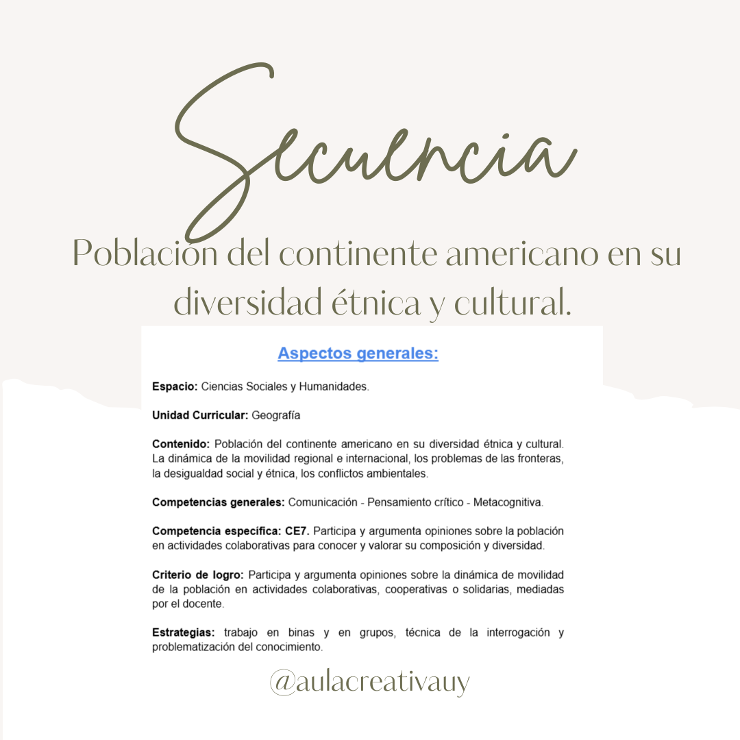 Secuencia - Población del continente americano en su diversidad étnica y cultural - Quinto año
