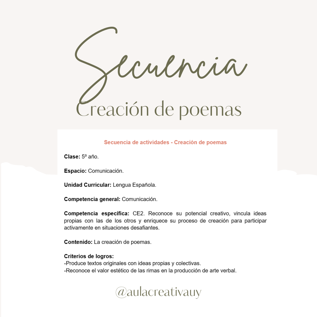 Secuencia - Creación de poemas -Quinto año