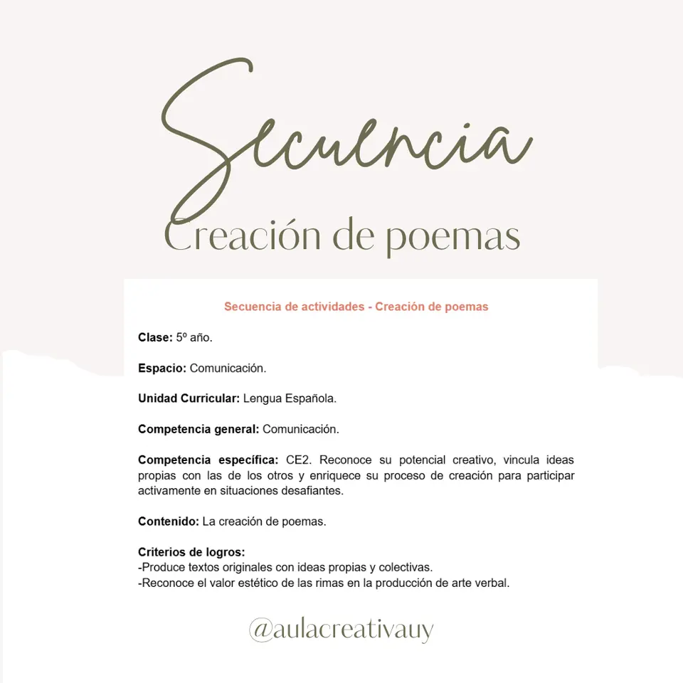 Secuencia - Creación de poemas -Quinto año