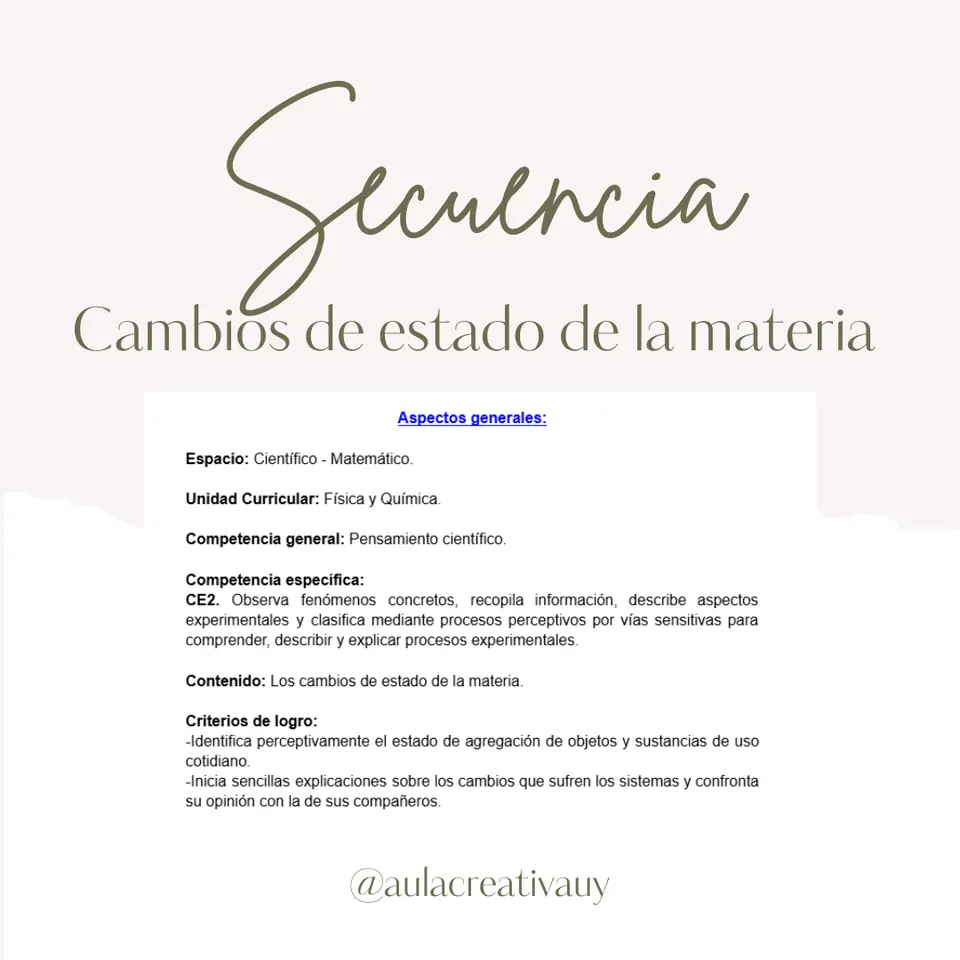 Secuencia - Cambios de estado de la materia - Inicial