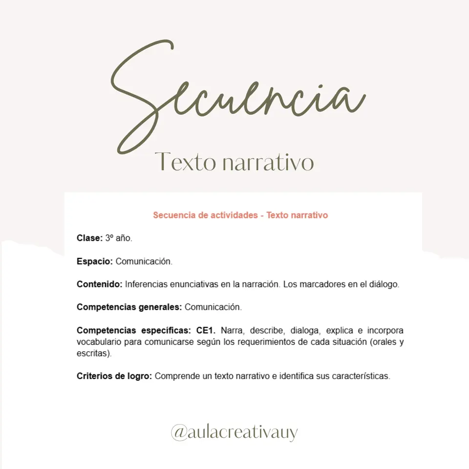 Secuencia - Texto narrativo - Tercer año