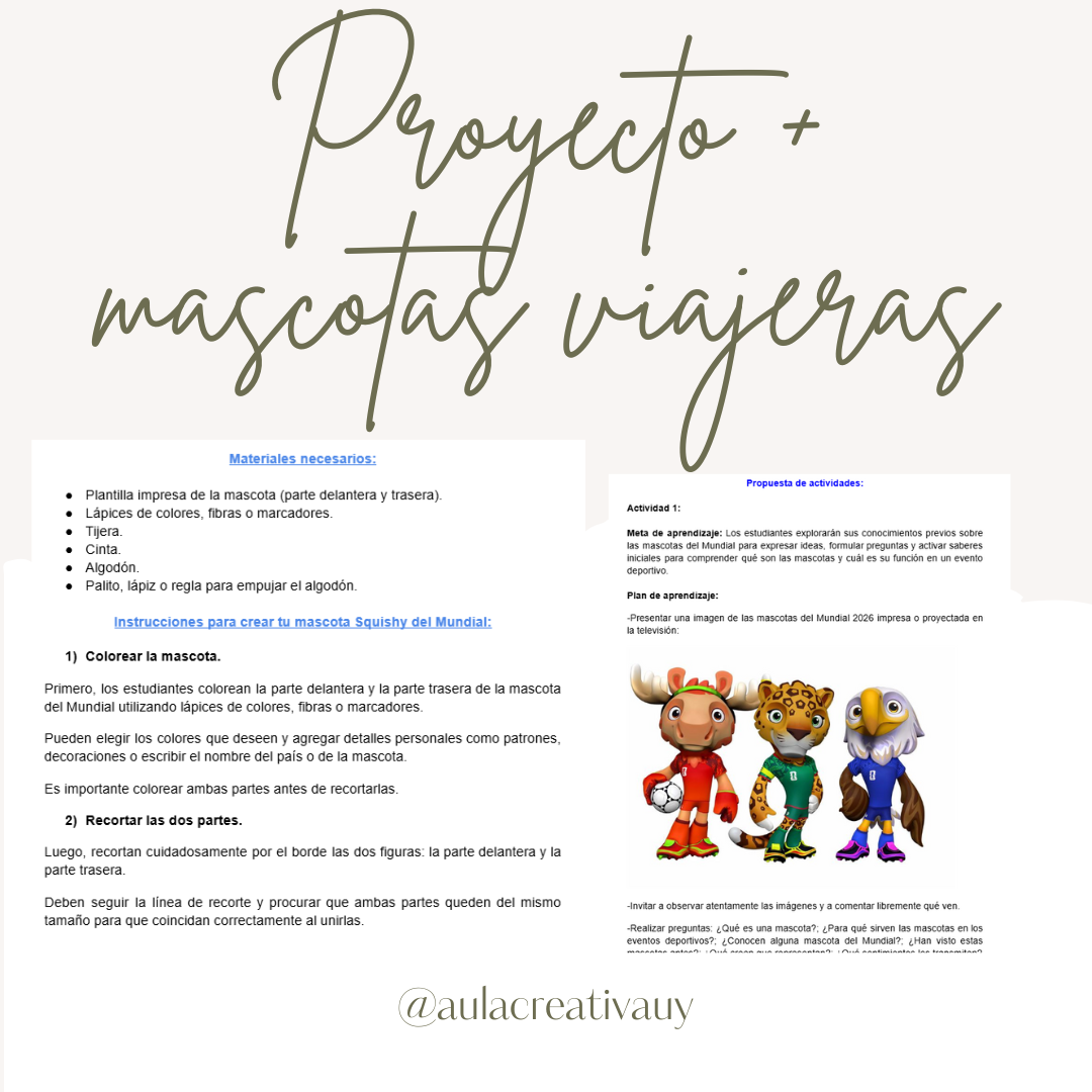 Proyecto ''Conocemos las mascotas del mundial" + Mascotas viajeras