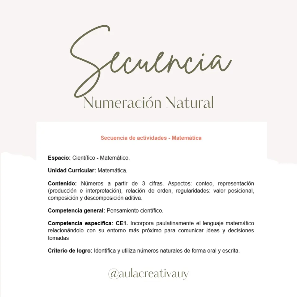 Secuencia - Numeración Natural - Tercer año