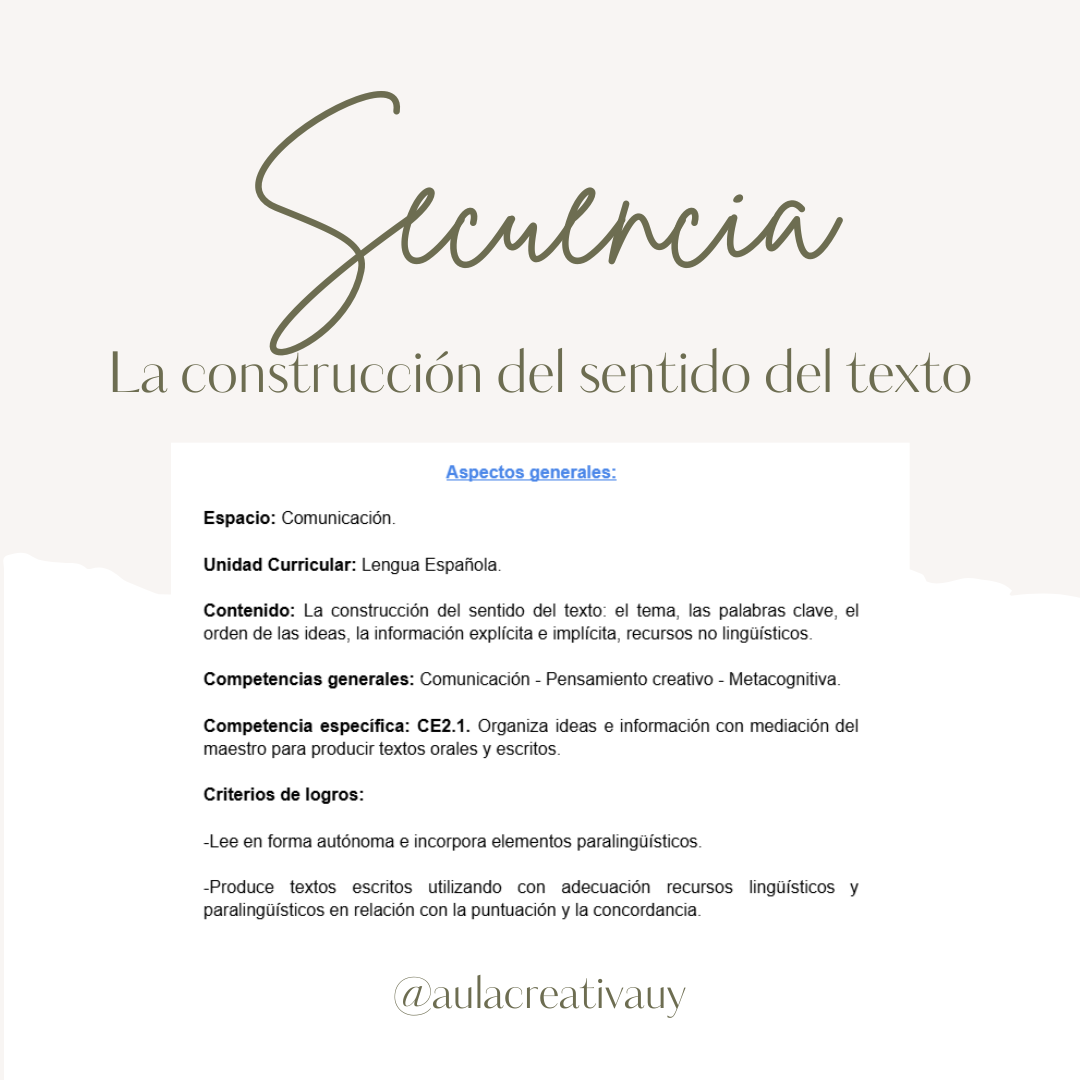 Secuencia - La construcción del sentido del texto - Primer año