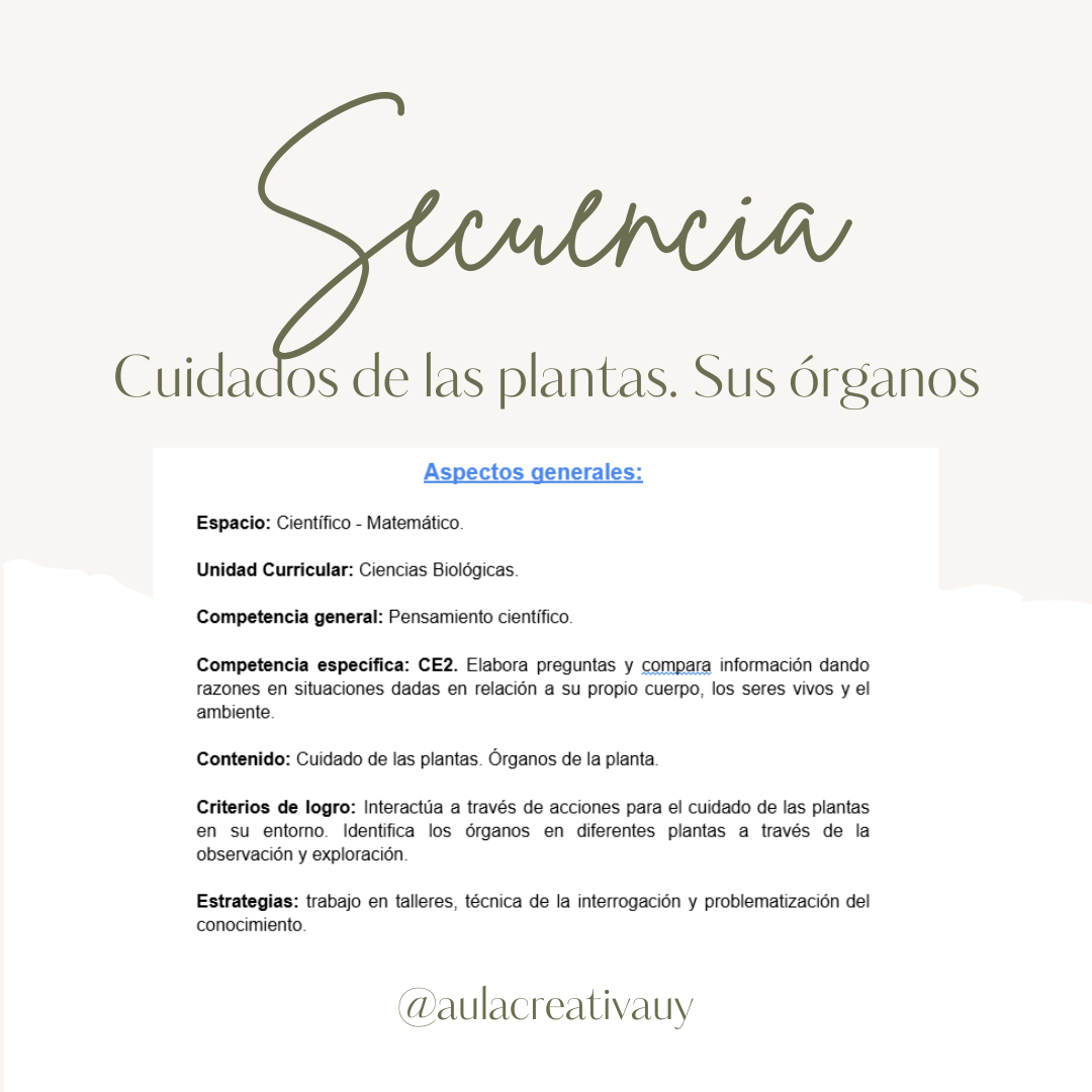Secuencia - Cuidados de las plantas. Sus órganos - Inicial
