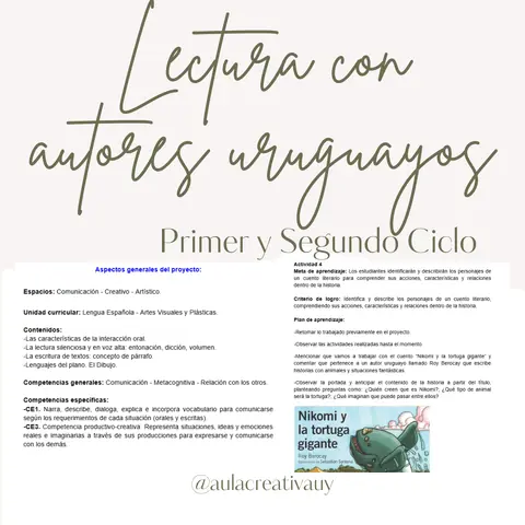 Proyecto de lectura con autores uruguayos - Primer y Segundo Ciclo.