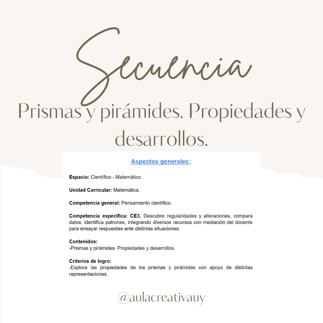 Secuencia - Prismas y pirámides: propiedades y desarrollos - Quinto año