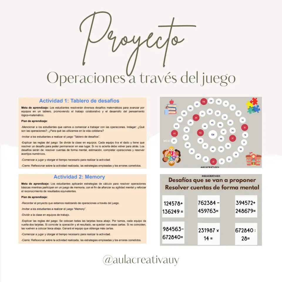 Proyecto - Operaciones a través del juego - Sexto año