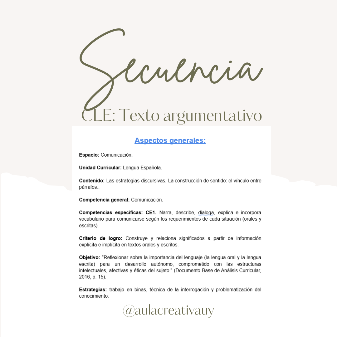 Secuencia - CLE: Texto argumentativo - Cuarto año