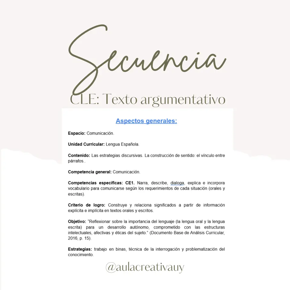 Secuencia - CLE: Texto argumentativo - Cuarto año