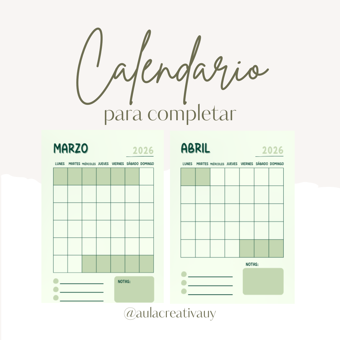 Calendario mes a mes - Para completar