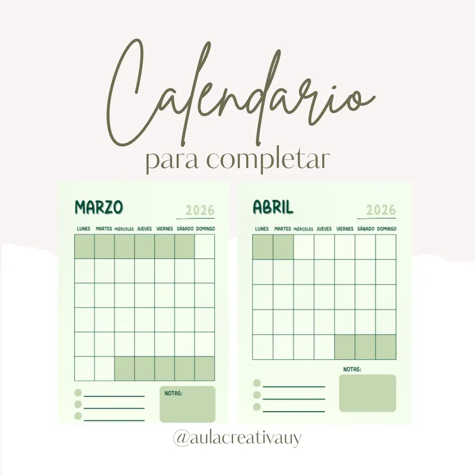 Calendario mes a mes - Para completar