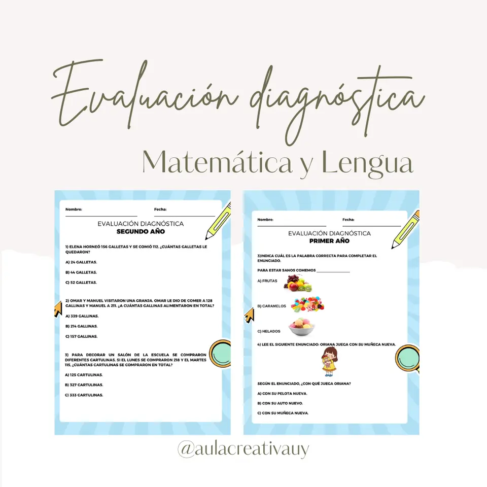 Evaluación diagnóstica - Lengua y Matemática 2°