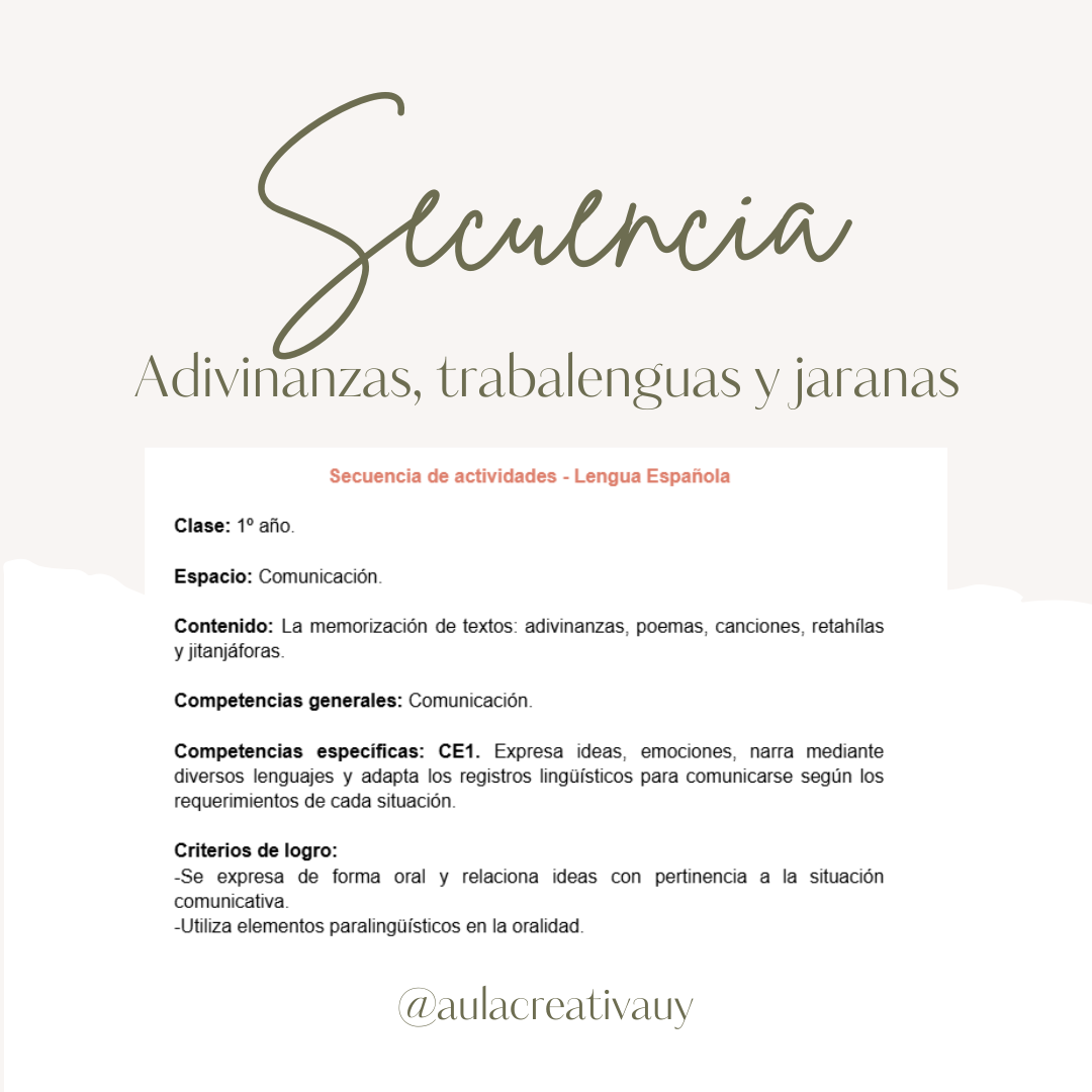 Secuencia - Adivinanzas, trabalenguas y jaranas - Primer año