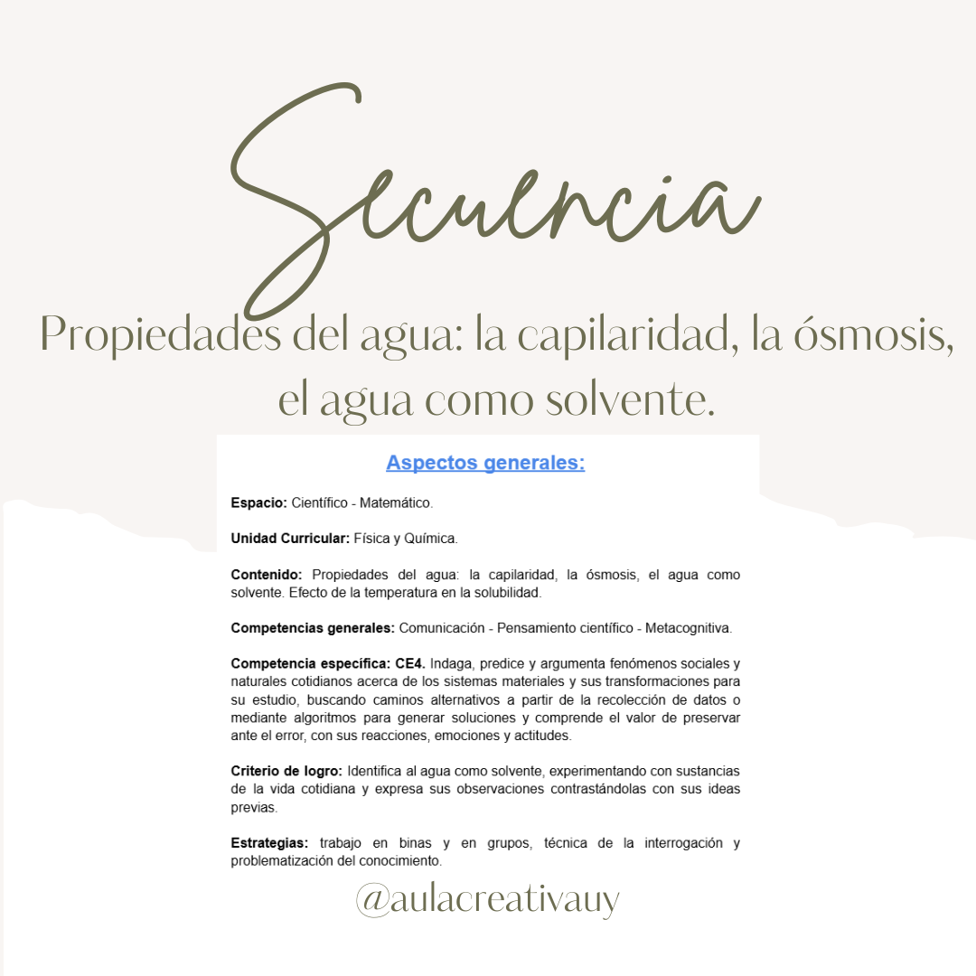 Secuencia - Propiedades del agua - Quinto año