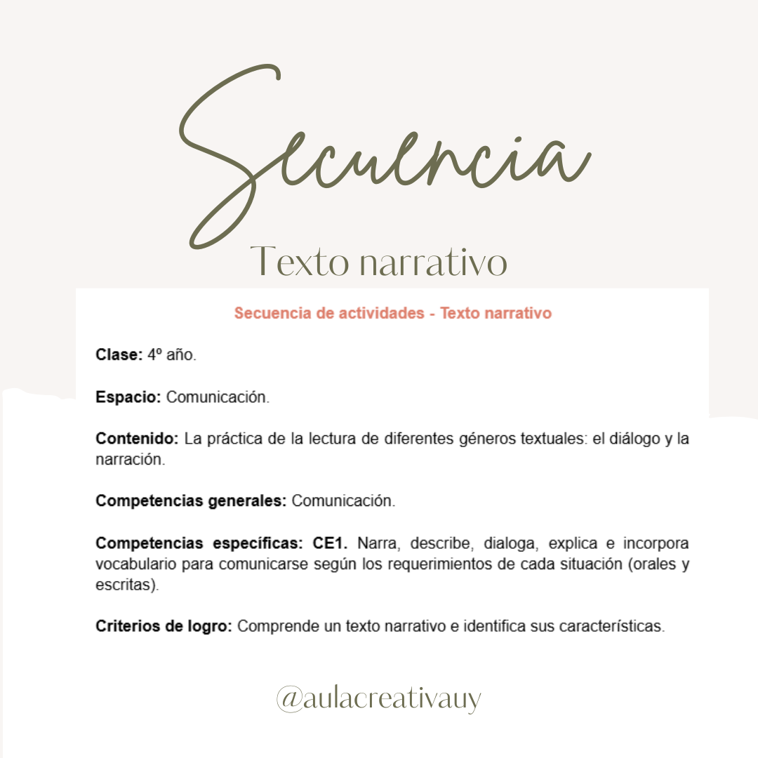 Secuencia - Texto narrativo - Cuarto año