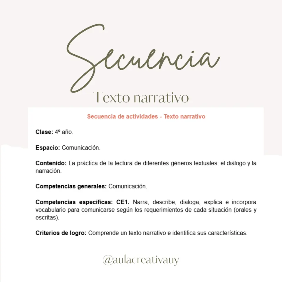 Secuencia - Texto narrativo - Cuarto año