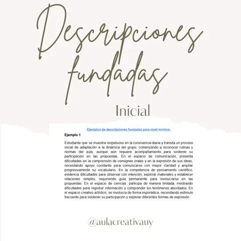 Descripciones fundadas para Inicial - 100 ejemplos - Primer bimestre