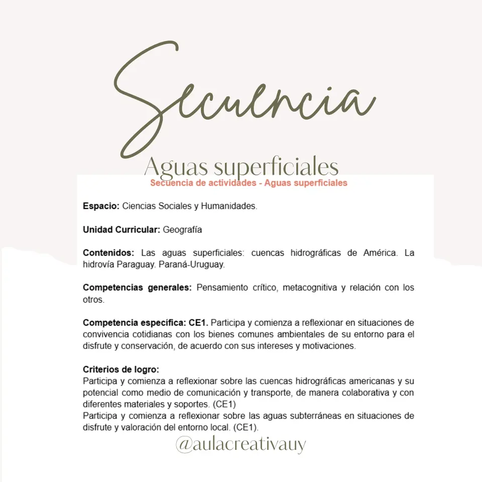 Secuencia - Aguas superficiales - Cuarto año