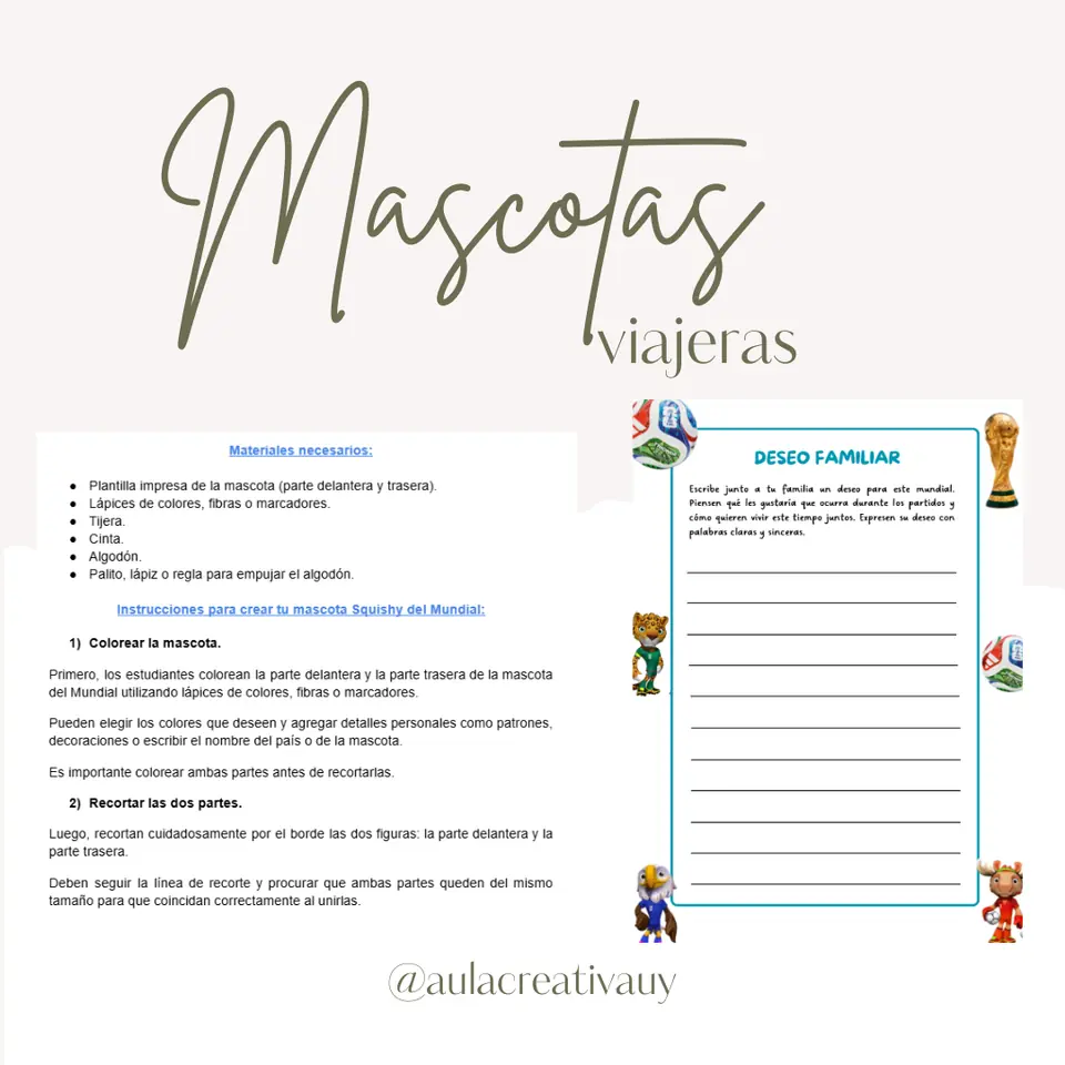 Mascotas viajeras y fichas de escritura - Inicial a Sexto