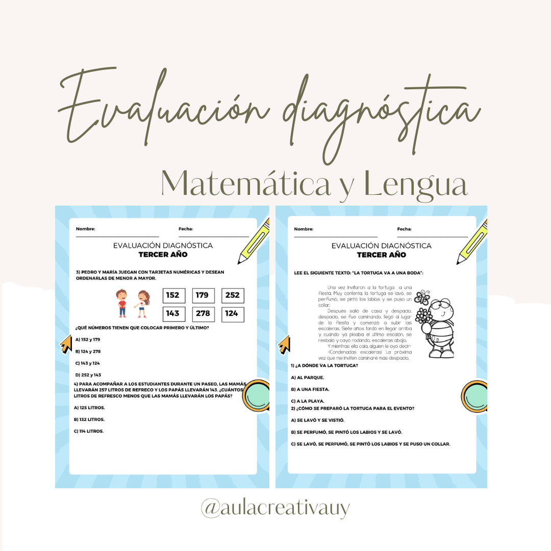 Evaluación diagnóstica - Lengua y Matemática 3°