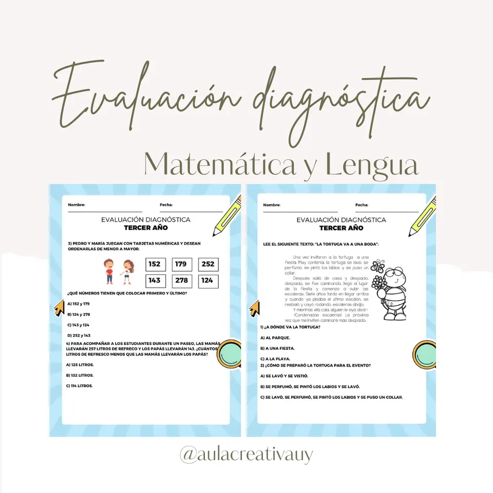Evaluación diagnóstica - Lengua y Matemática 3°