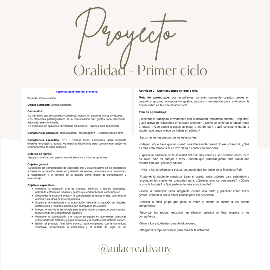 Proyecto - Oralidad - Primer ciclo