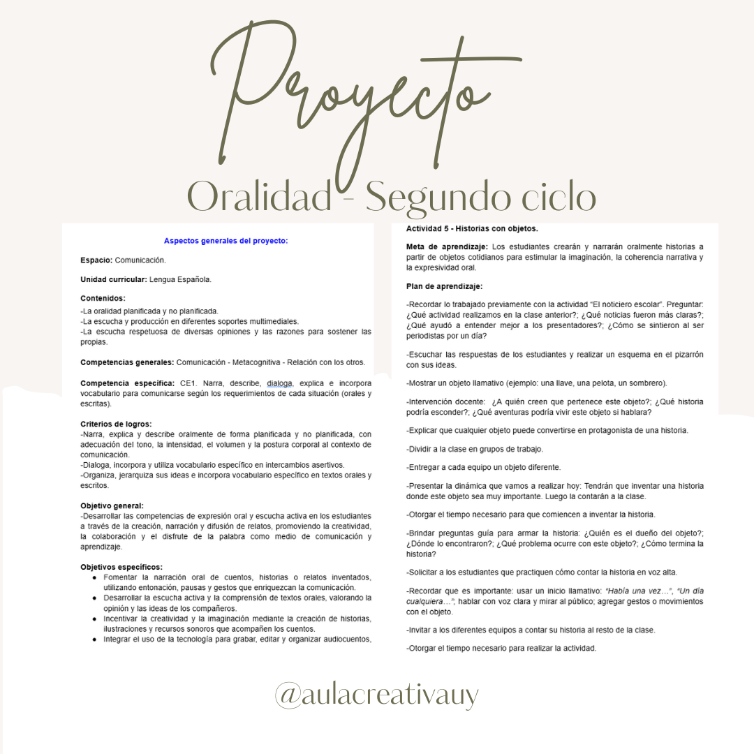 Proyecto - Oralidad - Segundo Ciclo