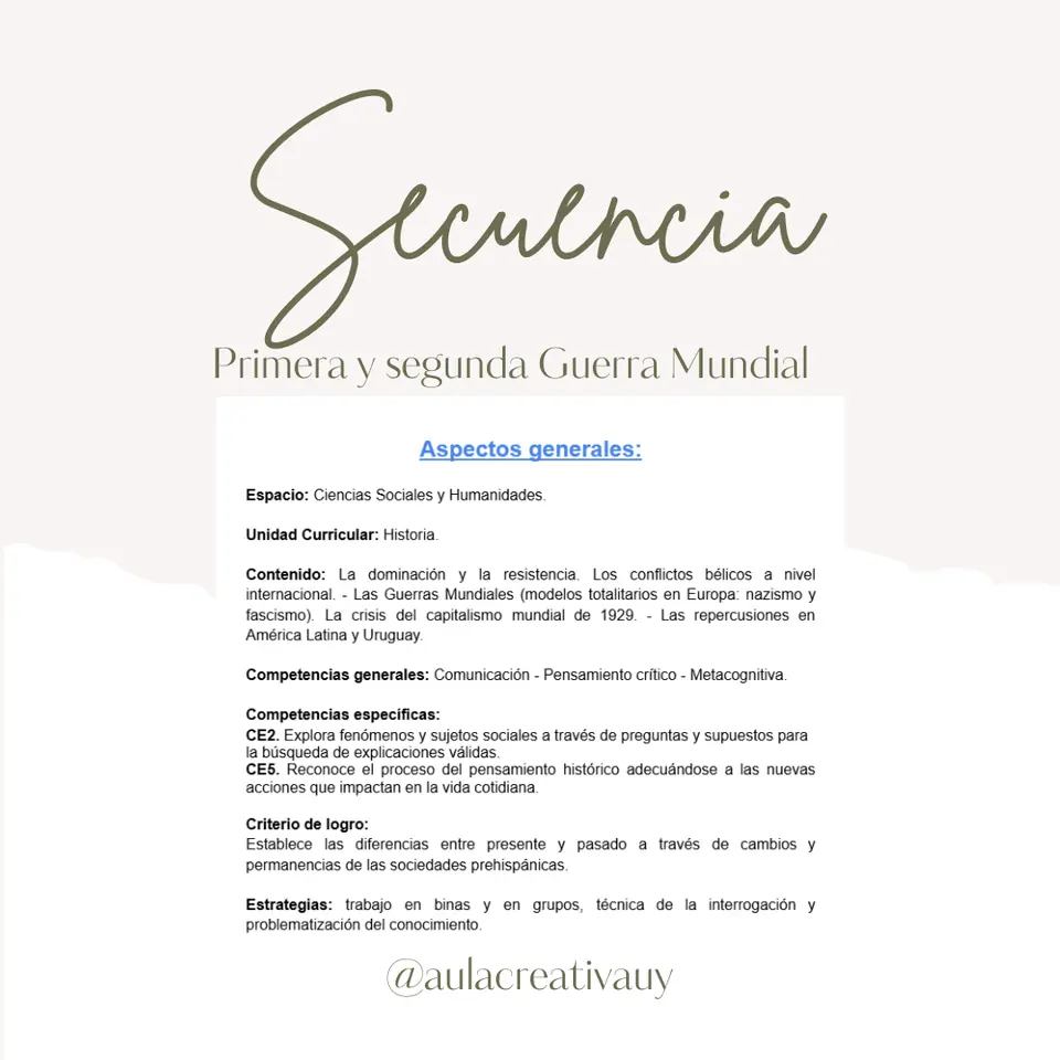 Secuencia - Guerras Mundiales - Sexto año
