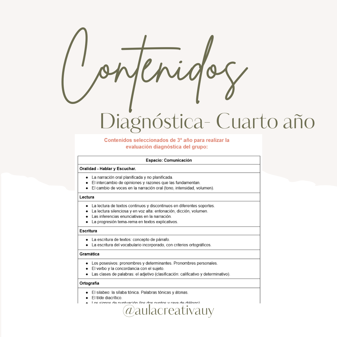 Selección de contenidos para evaluar - Cuarto año