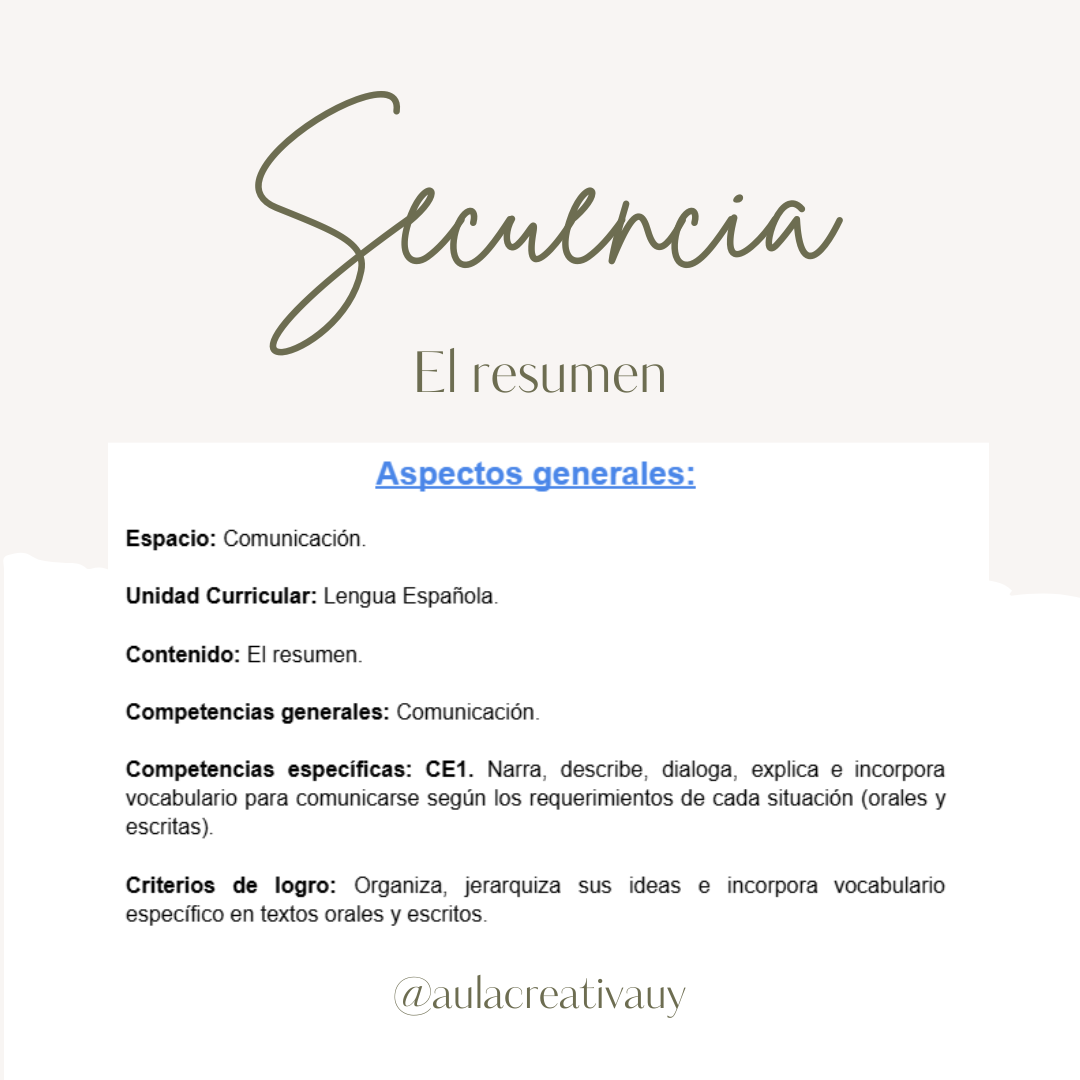 Secuencia - El resumen - Cuarto año