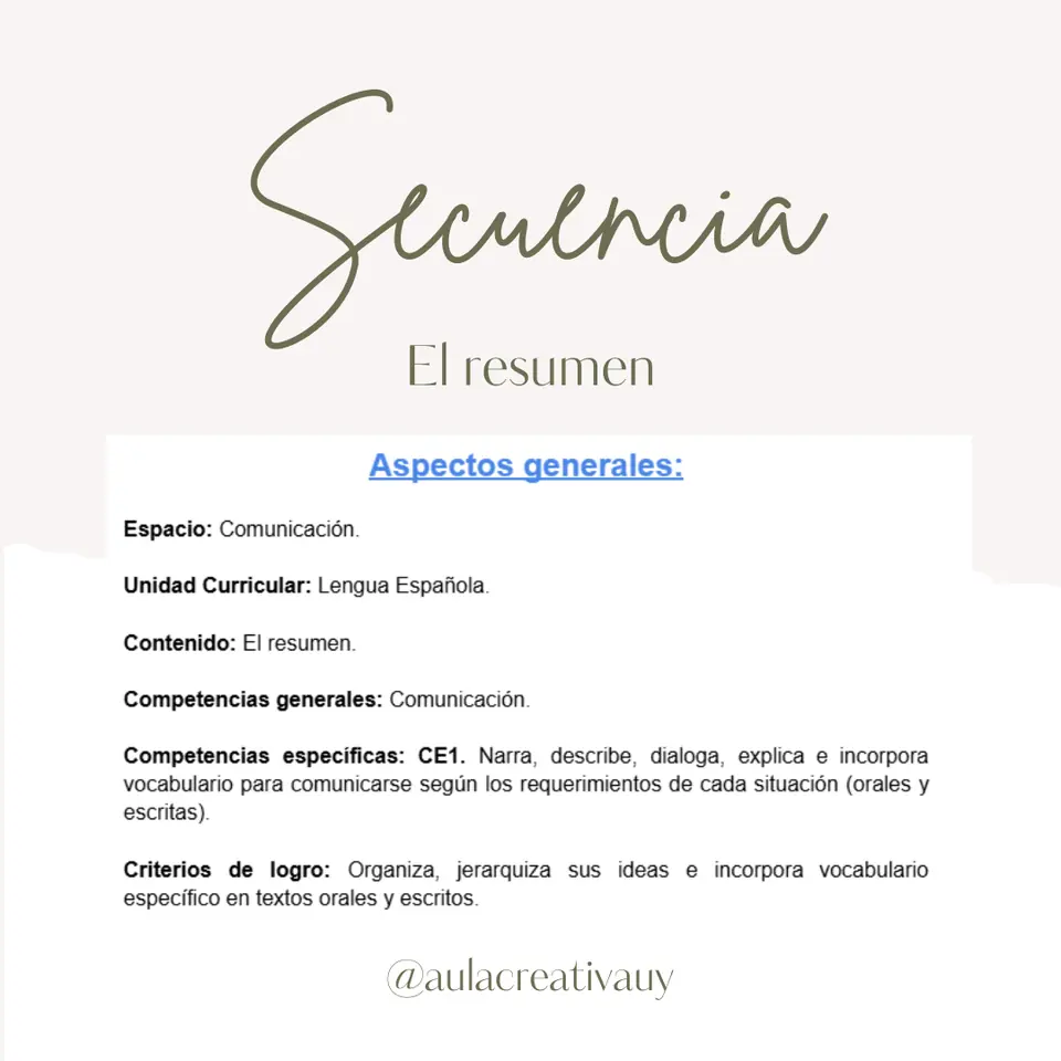 Secuencia - El resumen - Cuarto año