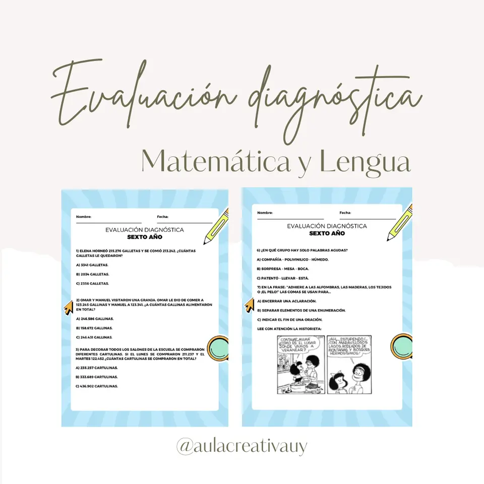 Evaluación diagnóstica - Lengua y Matemática 6°