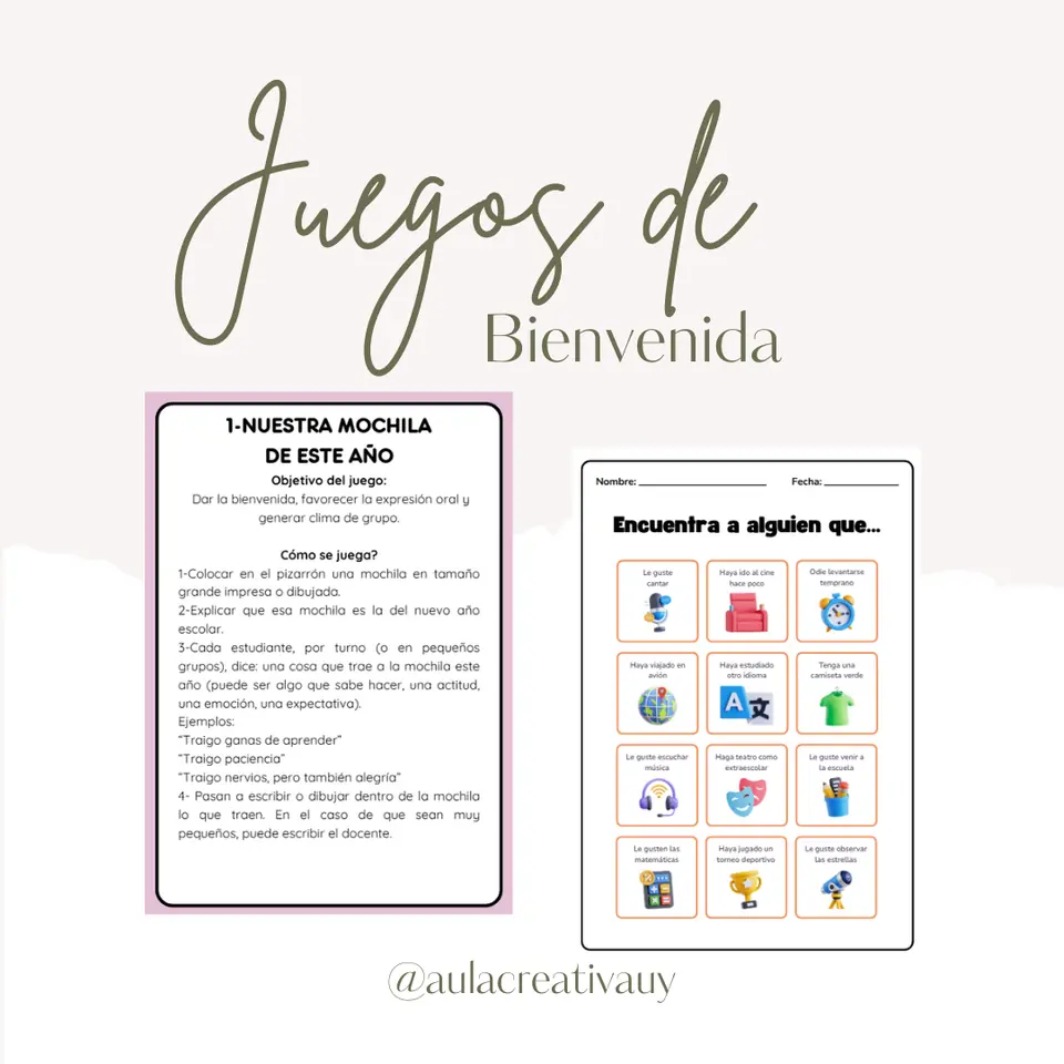 Juegos de bienvenida - Nuestra mochila de este año y encuentra a alguien que...