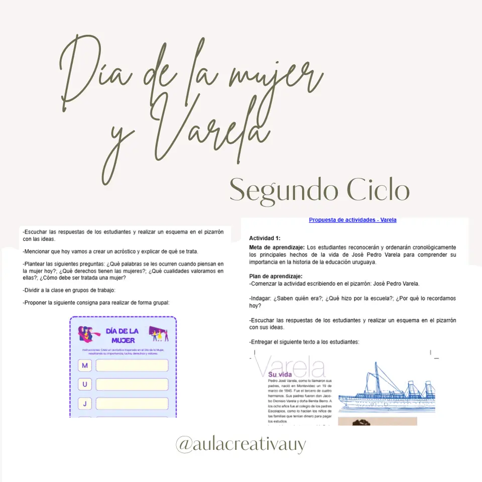 Día de la mujer y José Pedro Varela - Segundo Ciclo